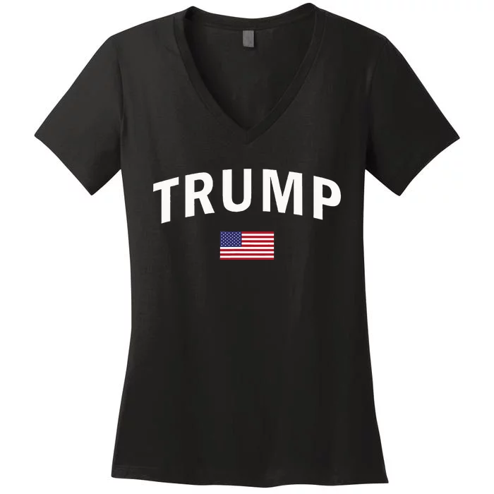 Trump Us President Sports American 2024 Maga Usa Flag Women's V-Neck T-Shirt