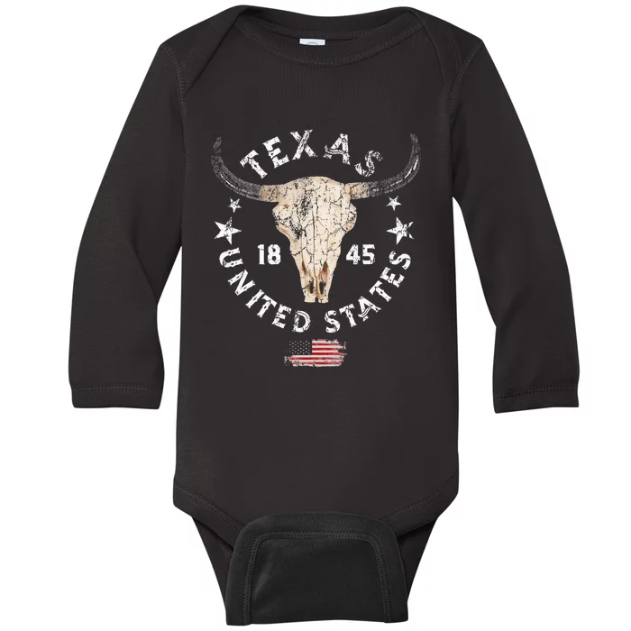 Texas USA Pride Since 1845 Texas Fan Baby Long Sleeve Bodysuit