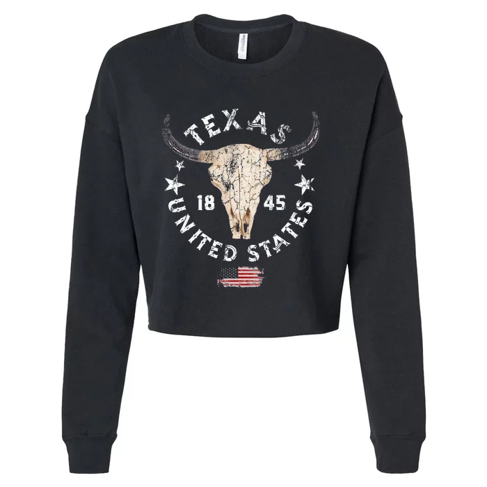 Texas USA Pride Since 1845 Texas Fan Cropped Pullover Crew