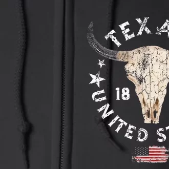 Texas USA Pride Since 1845 Texas Fan Full Zip Hoodie