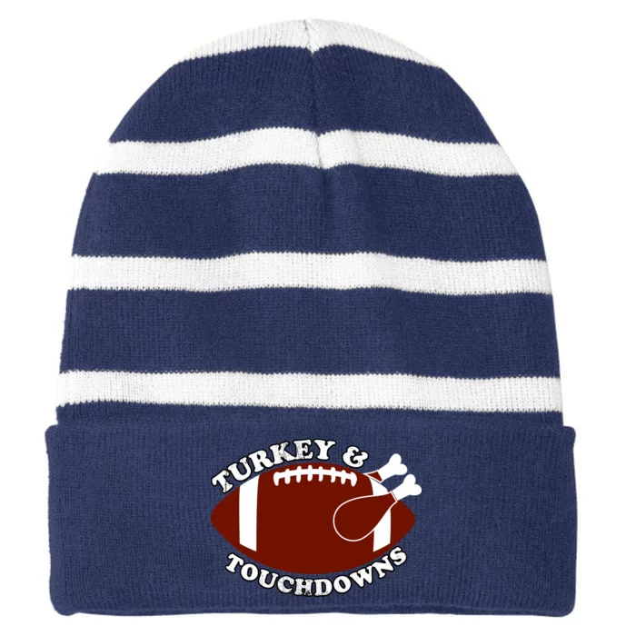 Turkey And Touchdowns Striped Beanie with Solid Band