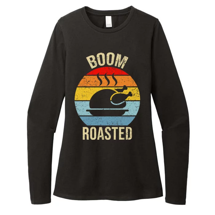 Turkey Boom Roasted Vintage Funny Holiday Womens CVC Long Sleeve Shirt