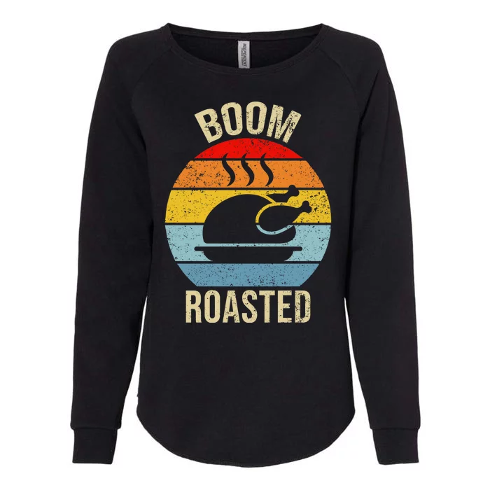 Turkey Boom Roasted Vintage Funny Holiday Womens California Wash Sweatshirt