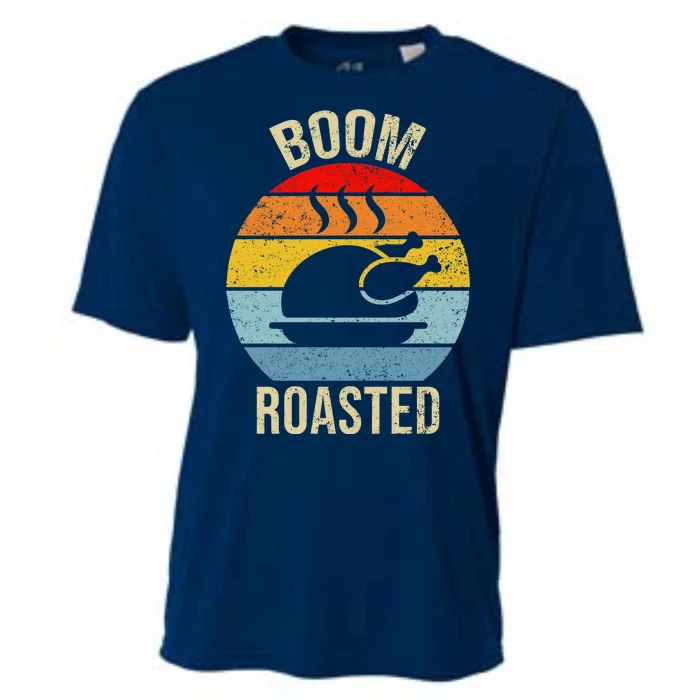 Turkey Boom Roasted Vintage Funny Holiday Cooling Performance Crew T-Shirt