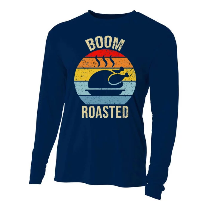 Turkey Boom Roasted Vintage Funny Holiday Cooling Performance Long Sleeve Crew