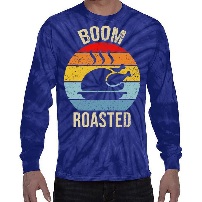 Turkey Boom Roasted Vintage Funny Holiday Tie-Dye Long Sleeve Shirt