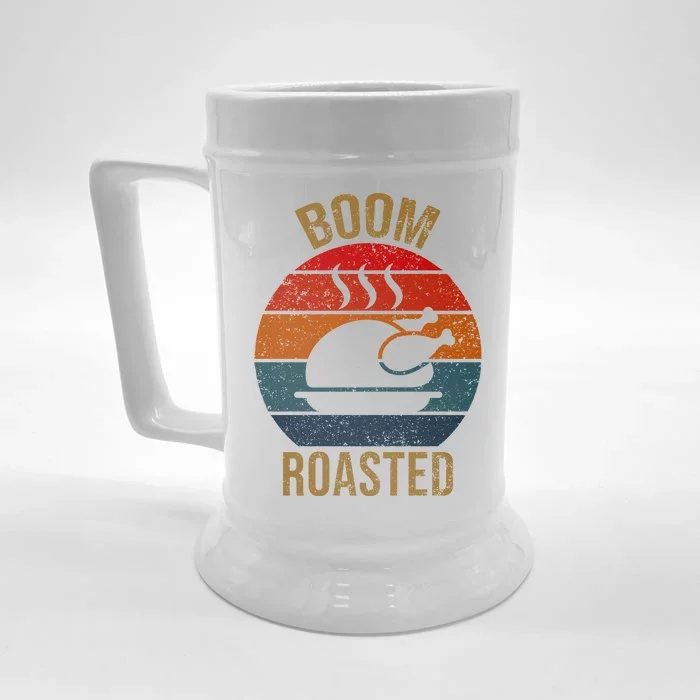 Turkey Boom Roasted Vintage Funny Holiday Front & Back Beer Stein