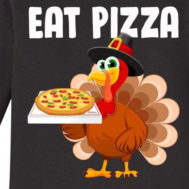 Turkey Eat Pizza Funny Baby Long Sleeve Bodysuit