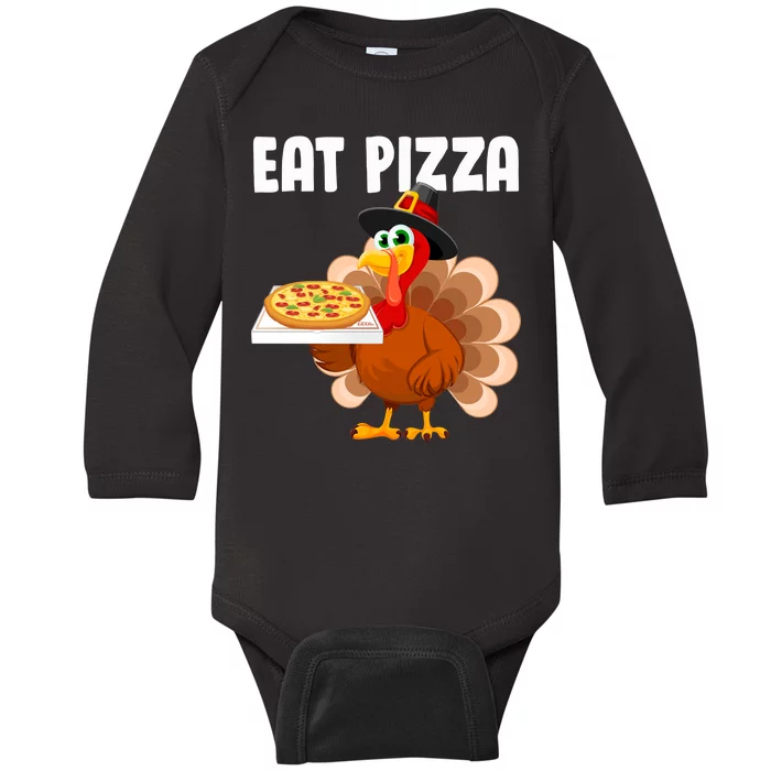 Turkey Eat Pizza Funny Baby Long Sleeve Bodysuit