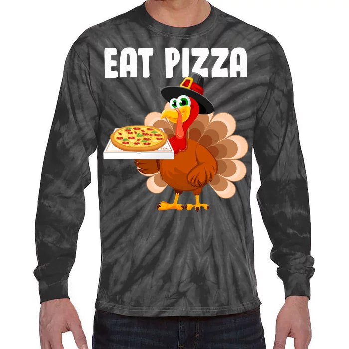 Turkey Eat Pizza Funny Tie-Dye Long Sleeve Shirt