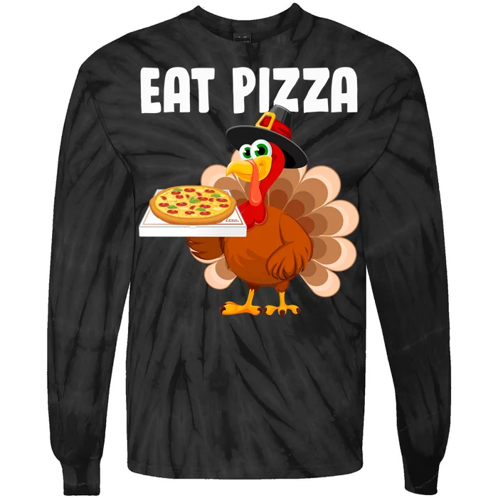 Turkey Eat Pizza Funny Tie-Dye Long Sleeve Shirt