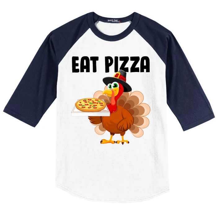 Turkey Eat Pizza Funny Baseball Sleeve Shirt