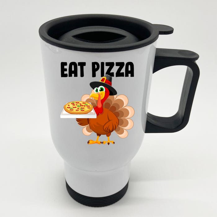 Turkey Eat Pizza Funny Front & Back Stainless Steel Travel Mug