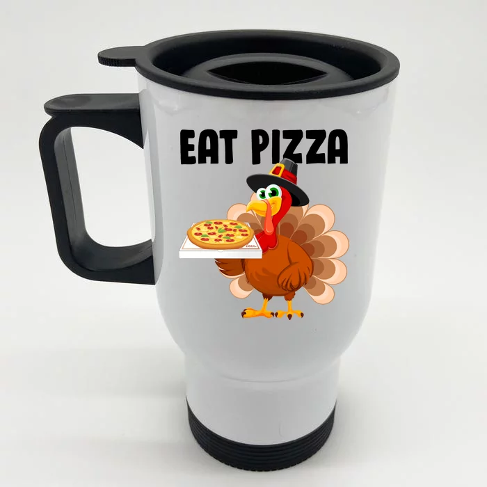 Turkey Eat Pizza Funny Front & Back Stainless Steel Travel Mug