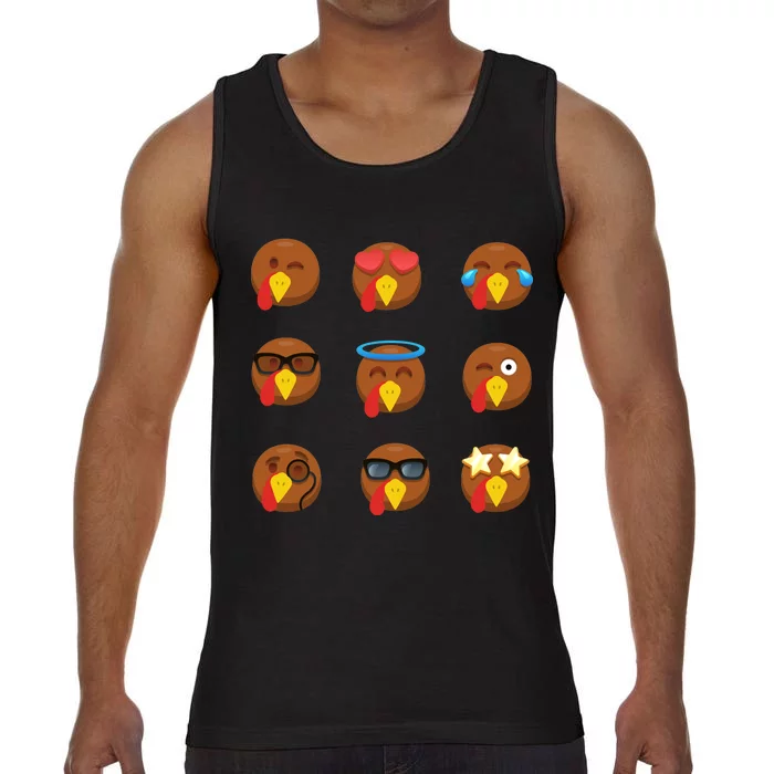 Turkey Emoji's Funny Thanksgiving Comfort Colors® Tank Top