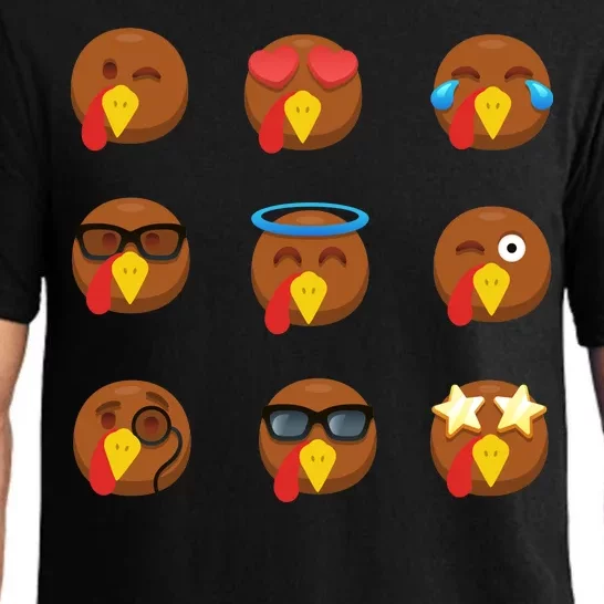 Turkey Emoji's Funny Thanksgiving Pajama Set