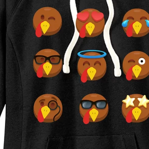 Turkey Emoji's Funny Thanksgiving Women's Fleece Hoodie