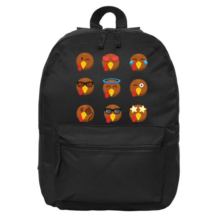 Turkey Emoji's Funny Thanksgiving 16 in Basic Backpack