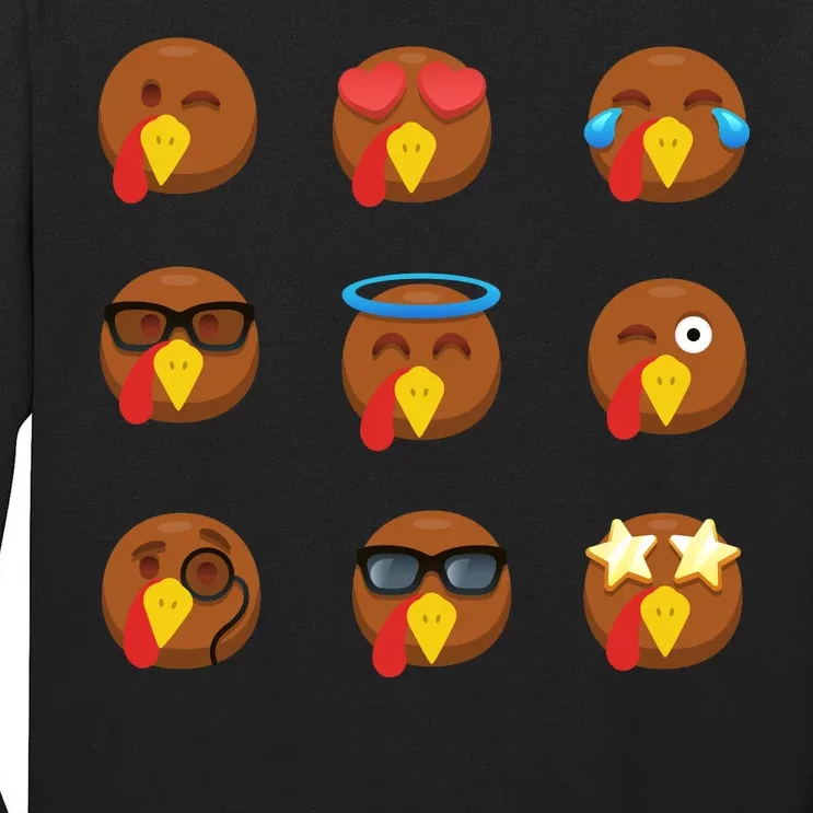 Turkey Emoji's Funny Thanksgiving Tall Long Sleeve T-Shirt