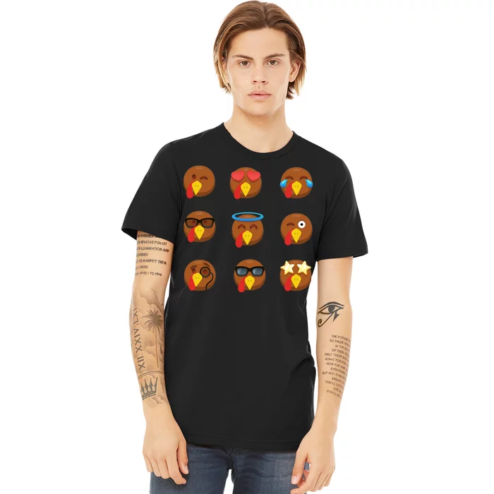 Turkey Emoji's Funny Thanksgiving Premium T-Shirt