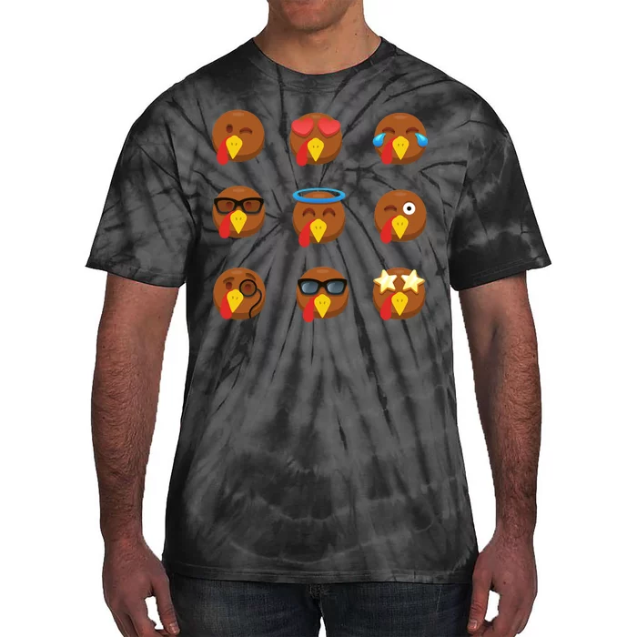 Turkey Emoji's Funny Thanksgiving Tie-Dye T-Shirt