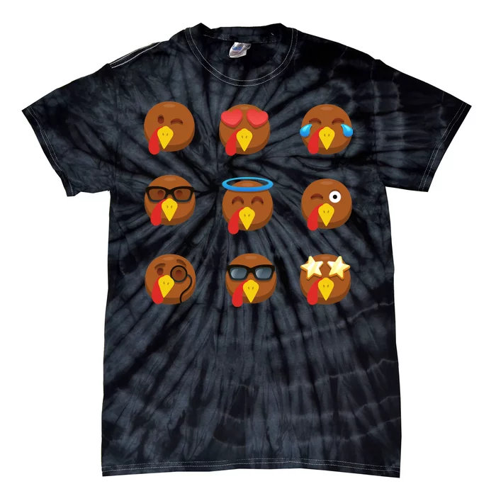 Turkey Emoji's Funny Thanksgiving Tie-Dye T-Shirt