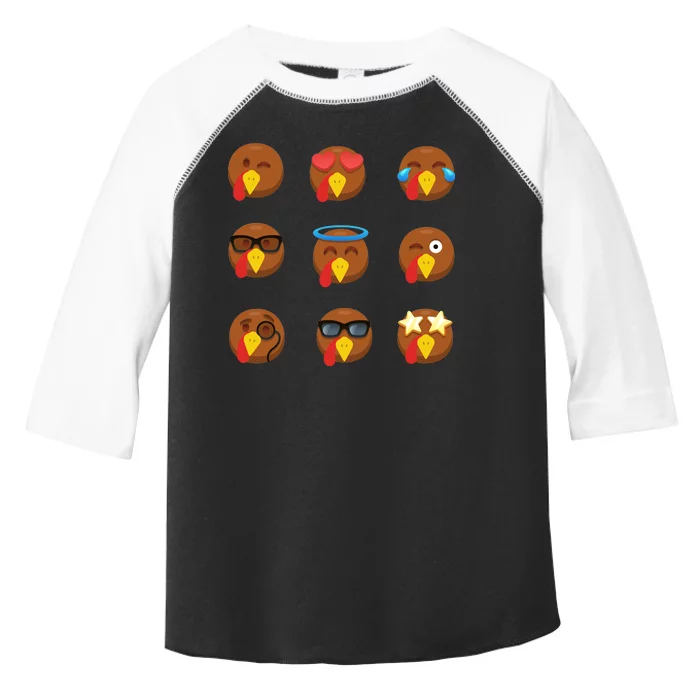 Turkey Emoji's Funny Thanksgiving Toddler Fine Jersey T-Shirt