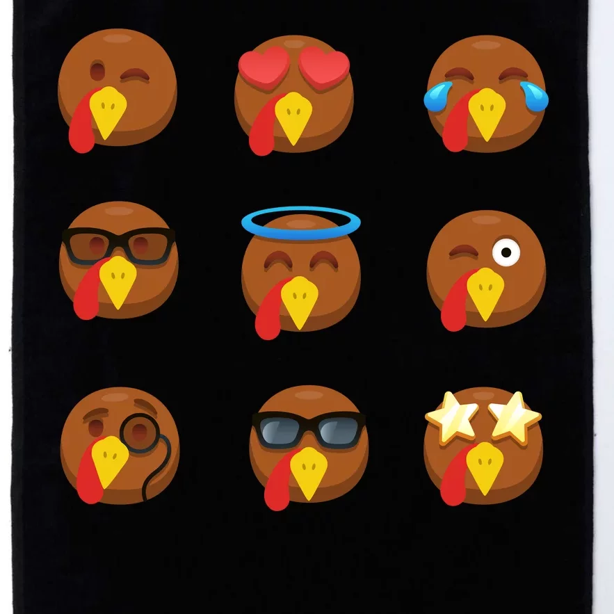 Turkey Emoji's Funny Thanksgiving Platinum Collection Golf Towel