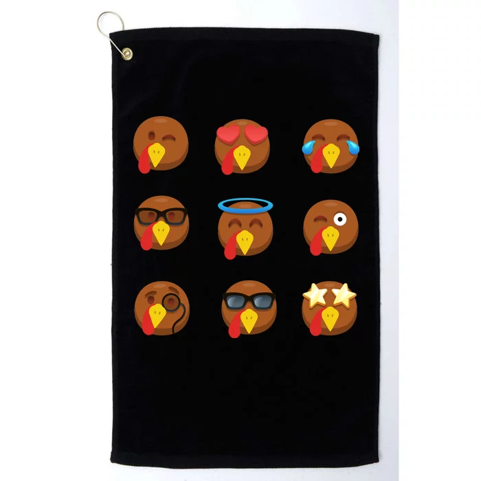 Turkey Emoji's Funny Thanksgiving Platinum Collection Golf Towel