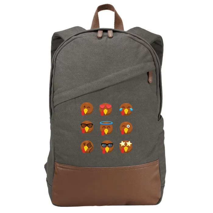 Turkey Emoji's Funny Thanksgiving Cotton Canvas Backpack