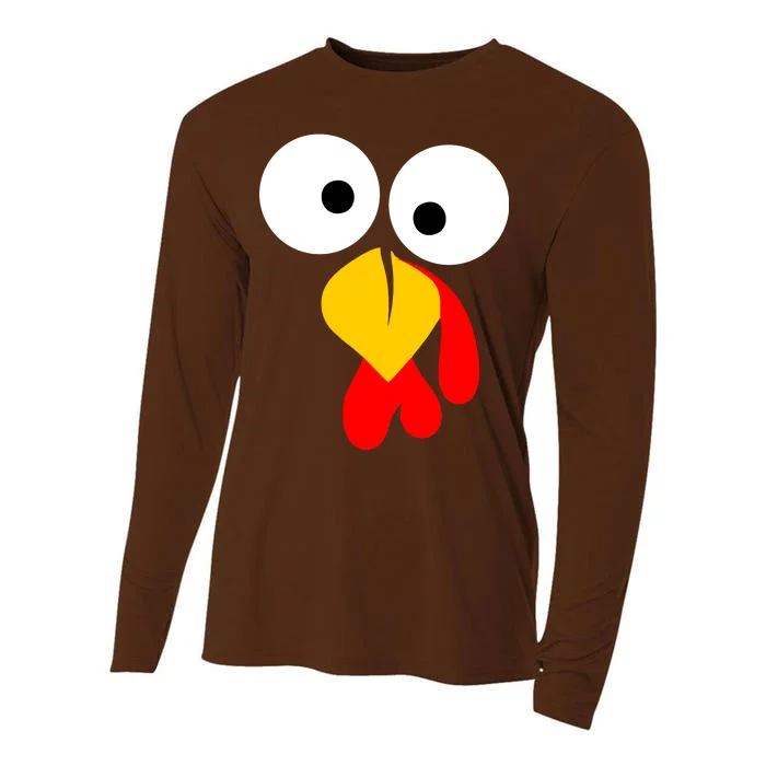 Turkey Face Funny Thanksgiving Day Cooling Performance Long Sleeve Crew