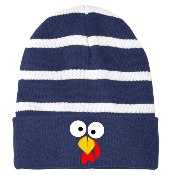 Turkey Face Funny Thanksgiving Day Striped Beanie with Solid Band