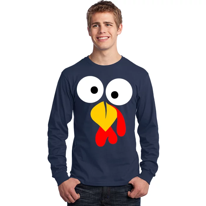 Turkey Face Funny Thanksgiving Day Long Sleeve Shirt