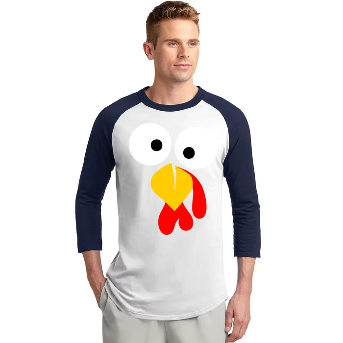 Turkey Face Funny Thanksgiving Day Baseball Sleeve Shirt