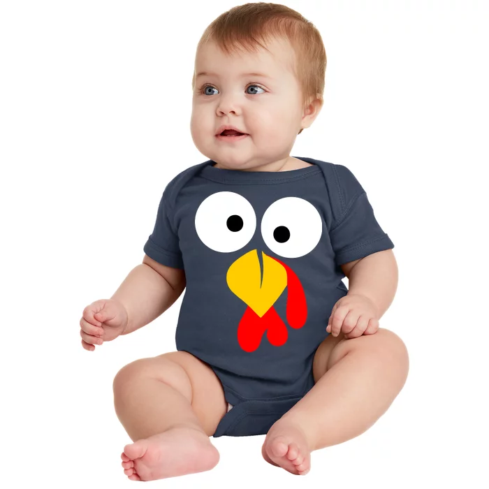 Turkey Face Funny Thanksgiving Day Baby Bodysuit