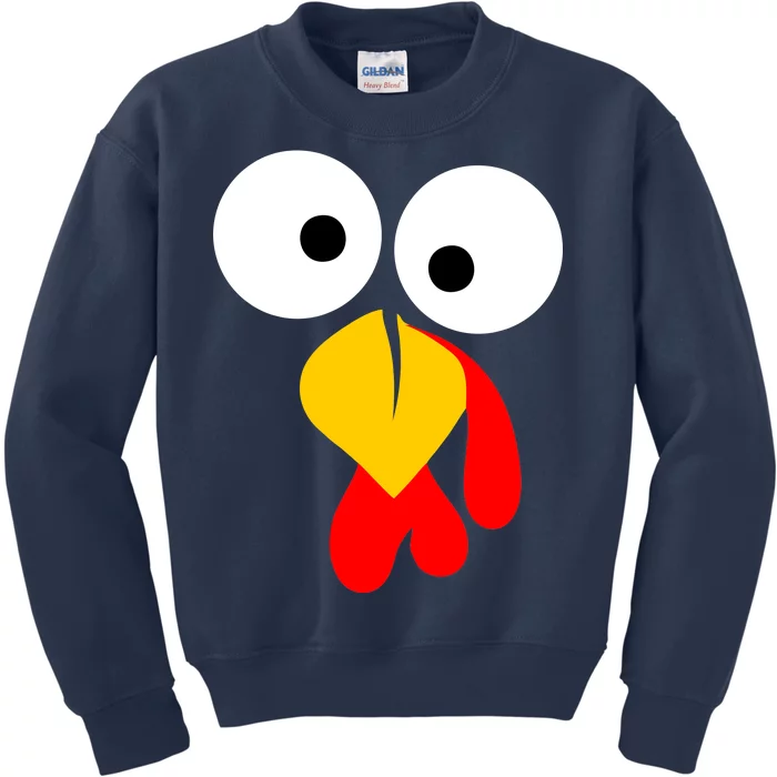 Turkey Face Funny Thanksgiving Day Kids Sweatshirt