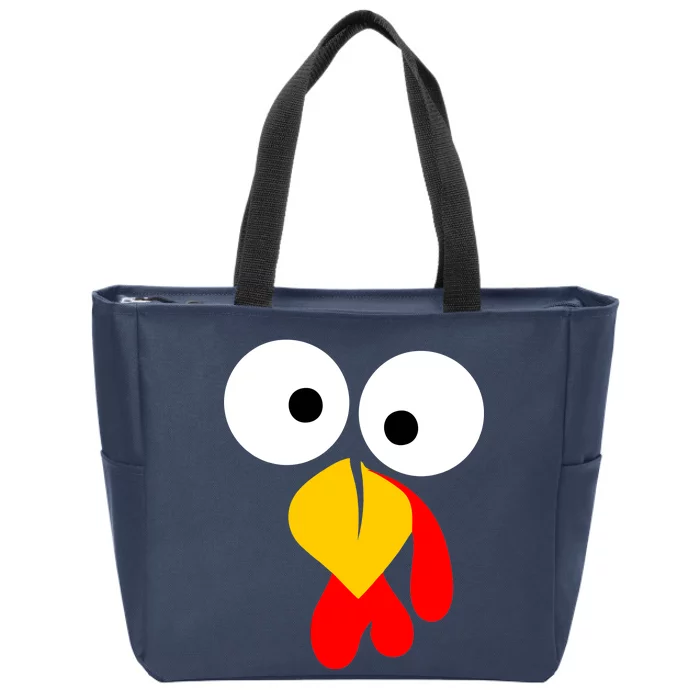 Turkey Face Funny Thanksgiving Day Zip Tote Bag