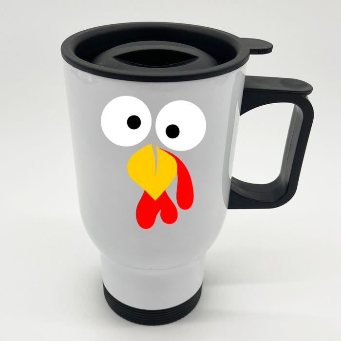 Turkey Face Funny Thanksgiving Day Front & Back Stainless Steel Travel Mug