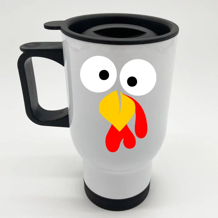 Turkey Face Funny Thanksgiving Day Front & Back Stainless Steel Travel Mug