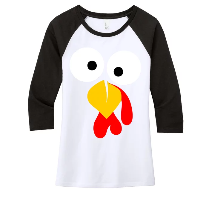 Turkey Face Funny Thanksgiving Day Women's Tri-Blend 3/4-Sleeve Raglan Shirt