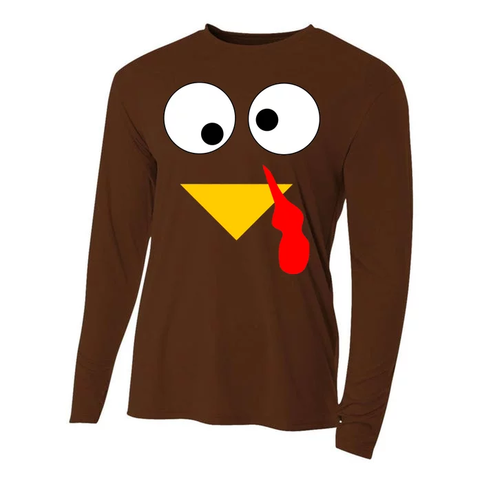 Turkey Face Gobble Thanksgiving Cooling Performance Long Sleeve Crew