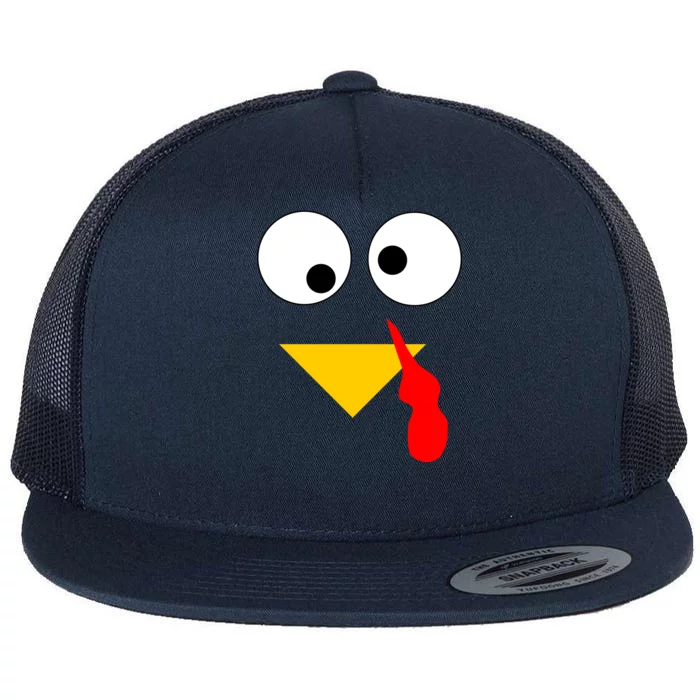 Turkey Face Gobble Thanksgiving Flat Bill Trucker Hat