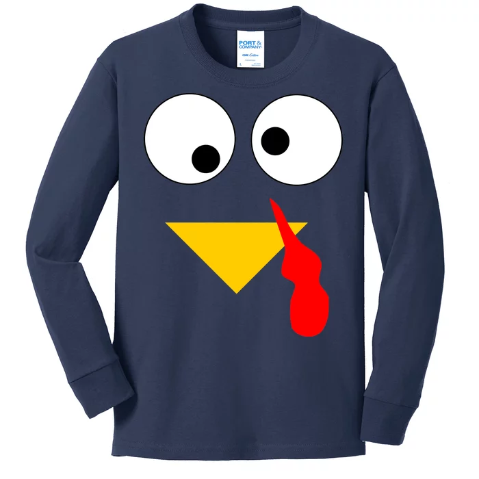 Turkey Face Gobble Thanksgiving Kids Long Sleeve Shirt