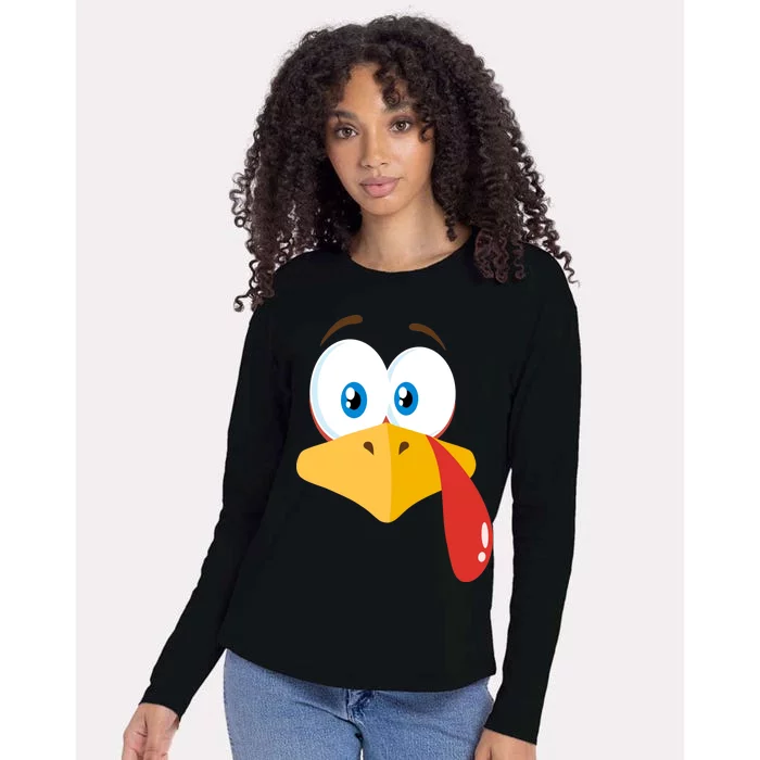 Turkey Face Pilgrim Funny Cute Womens Cotton Relaxed Long Sleeve T-Shirt