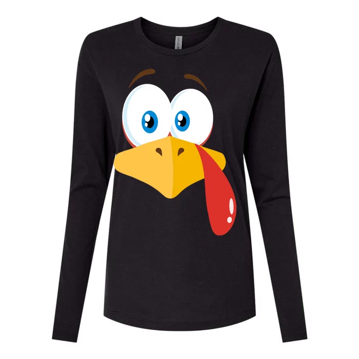 Turkey Face Pilgrim Funny Cute Womens Cotton Relaxed Long Sleeve T-Shirt