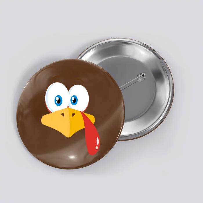 Turkey Face Pilgrim Funny Cute Button