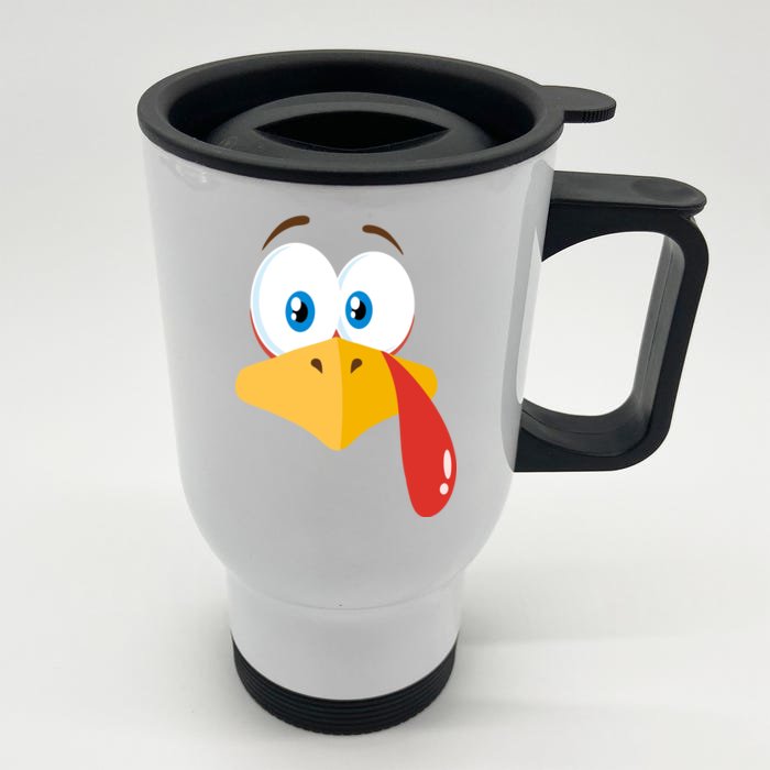 Turkey Face Pilgrim Funny Cute Front & Back Stainless Steel Travel Mug