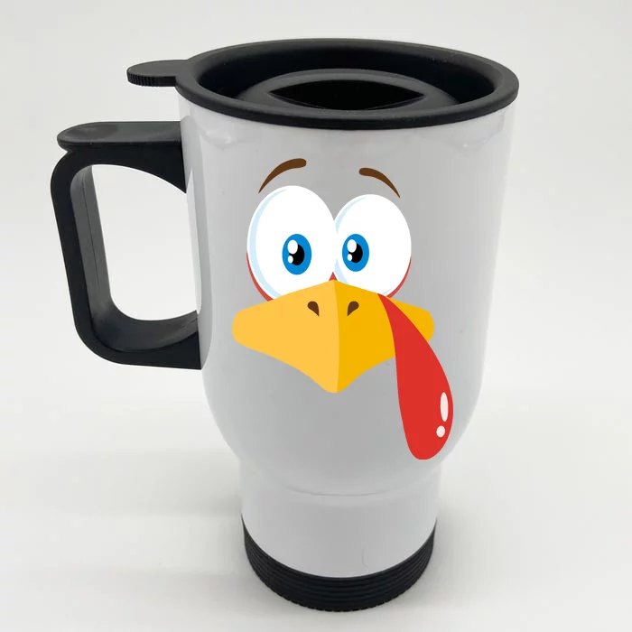 Turkey Face Pilgrim Funny Cute Front & Back Stainless Steel Travel Mug