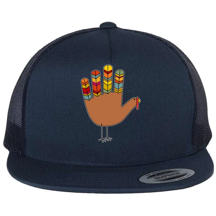 Turkey Hand High Five Flat Bill Trucker Hat