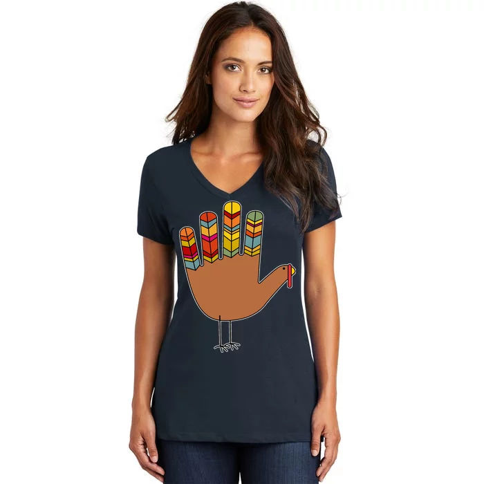 Turkey Hand High Five Women's V-Neck T-Shirt